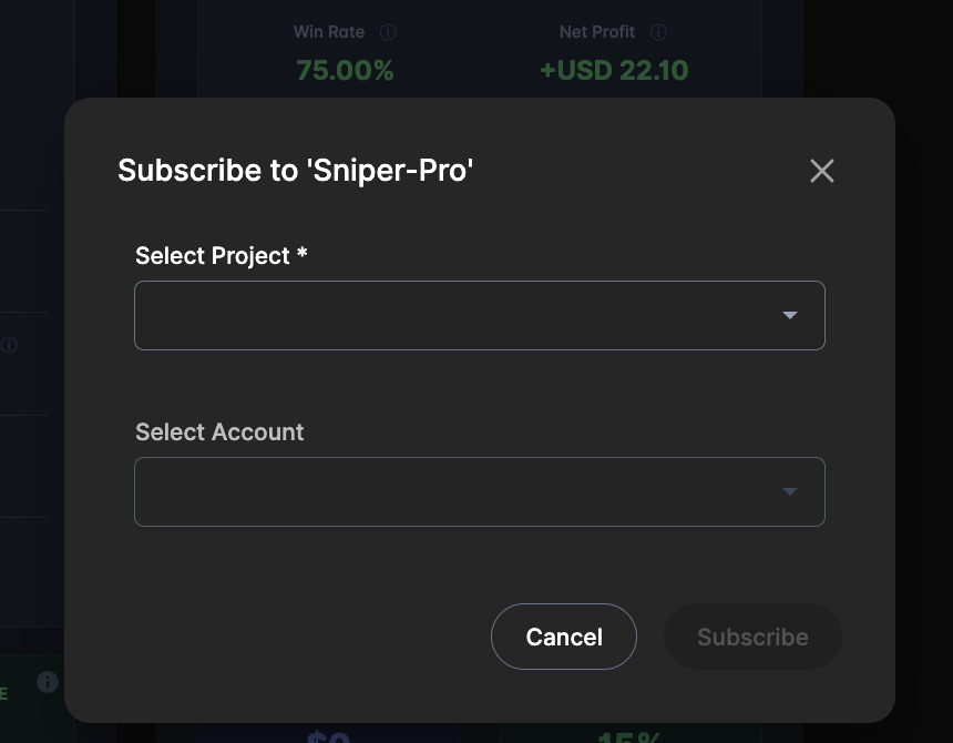 Modal Subscribe to Sniper-Pro
